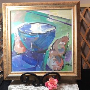 Abstract Blue Bowl Framed Art